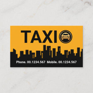 Stunning Yellow Taxi Building Silhouette Business Card