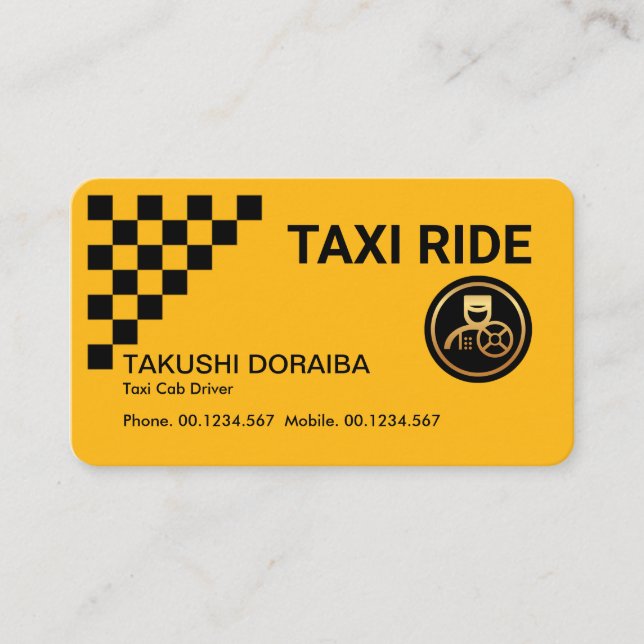 Stunning Yellow Taxi Check Boxes Cab Driver Business Card (Front)