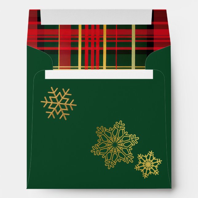 Stunningly Elegant Tartan Plaid Photo Christmas Envelope (Back (Bottom))