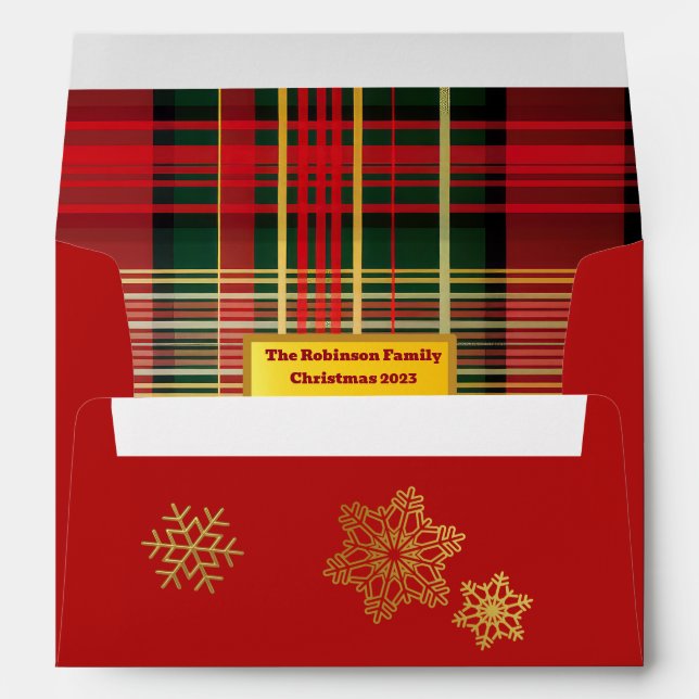Stunningly Elegant Tartan Plaid Photo Christmas Envelope (Back (Bottom))