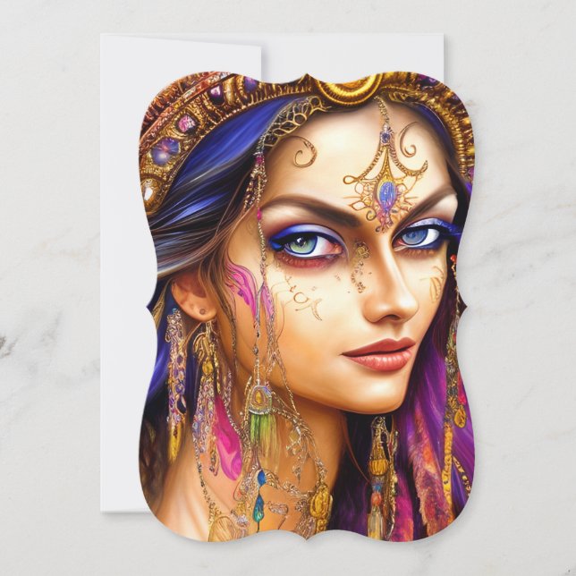 Stunningly Realistic Gypsy Lady Triptych Card (Front)
