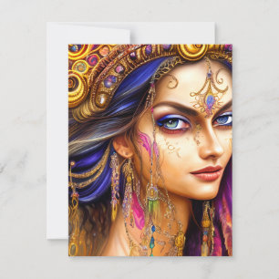 Stunningly Realistic Gypsy Lady Triptych Holiday Card