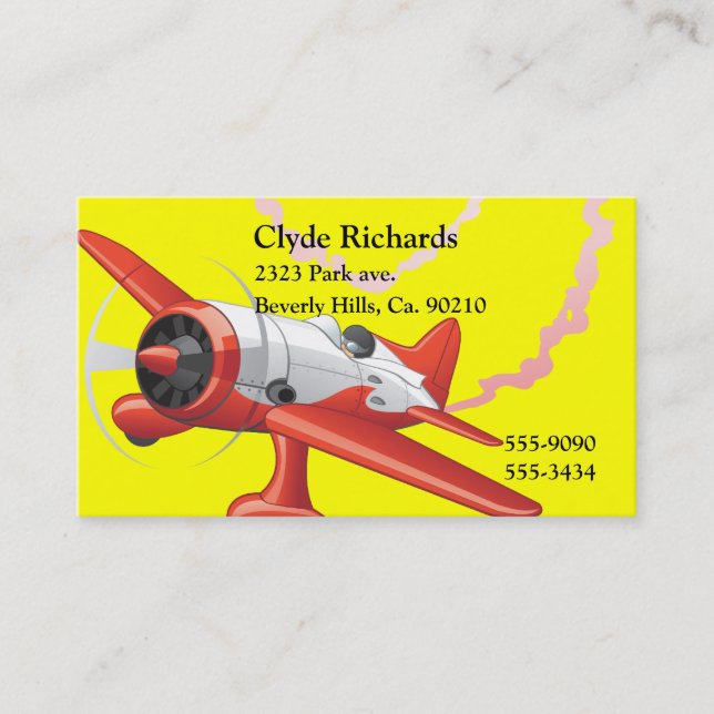 Stunt Pilot In Aeroplane Custom Colour Business Card (Front)
