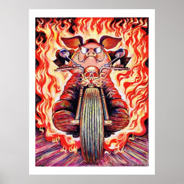 Stunt Riding Pig Poster (Front)