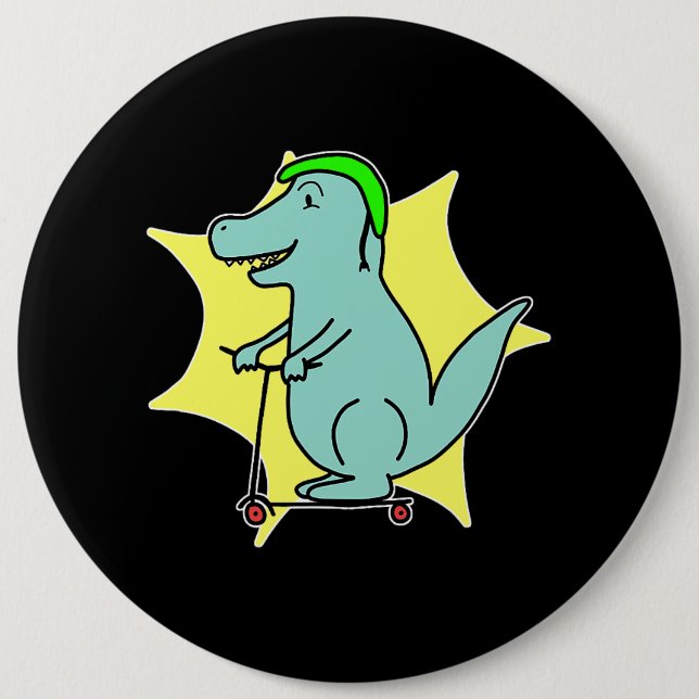 Stunt Scooter Dinosaur Scooter Dragon Comic Animal 6 Cm Round Badge (Front)