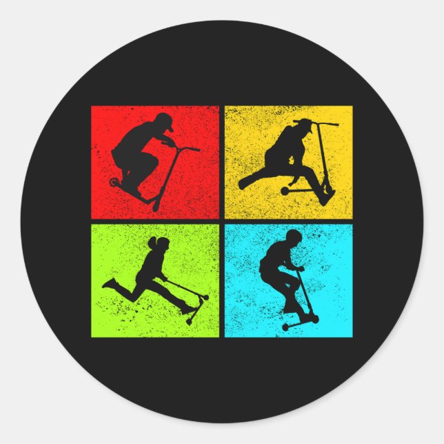 Stunt Scooter Freestyle Scootering Rider  Classic Round Sticker (Front)