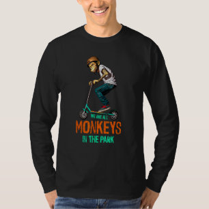 Stunt scooter monkey makes tricks T-Shirt