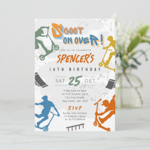 Stunt Scooter Party Birthday Invite Scoot On Over