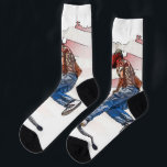 Stunt Scooter Rider and US Flag Socks<br><div class="desc">A young stunt scooter rider with the US flag in the background is illustrated in this colourful artwork.  Great for Kids and Sports people of all ages.</div>