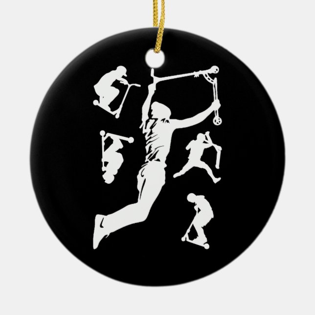 Stunt Scooter Scootering Tricks Ceramic Tree Decoration (Front)