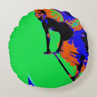 Stunt Scooter Speedster - Scooter Boy Round Cushion
