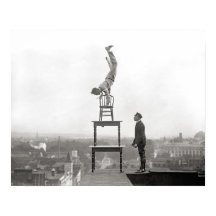 Stuntman Performs Balancing Act, 1917. Vintage