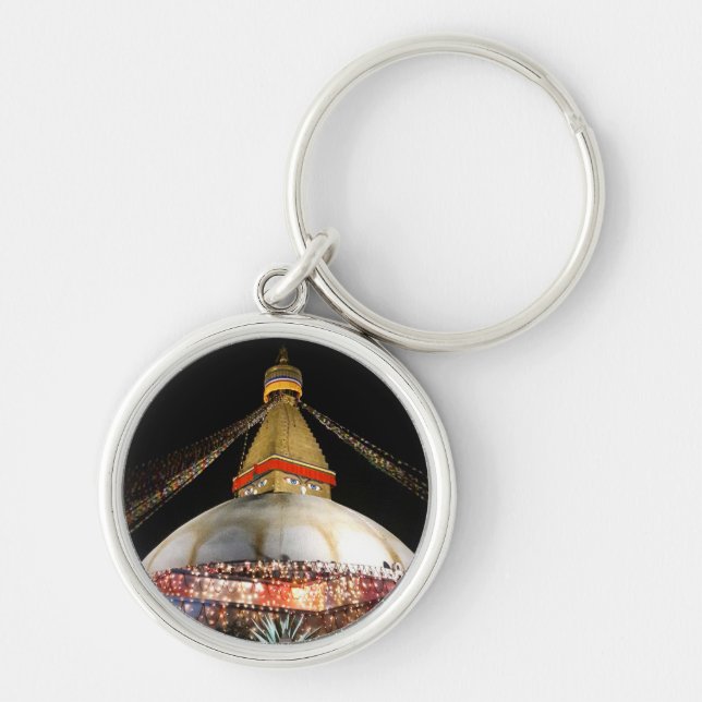 Stupa Boudhanath, Kathmandu at night - Nepal Key Ring (Front)