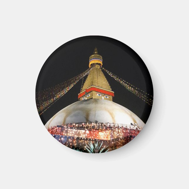 Stupa Boudhanath, Kathmandu at night - Nepal Magnet (Front)
