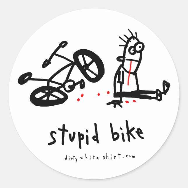 Stupid Bike Classic Round Sticker (Front)