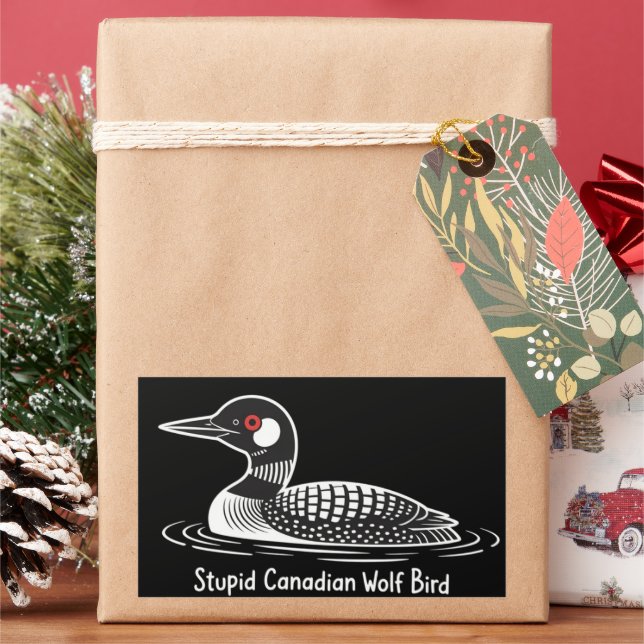Stupid Canadian Wolf Bird Funny Canada Gift Loon  Rectangular Sticker (Holiday)