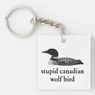 Stupid Canadian Wolf Bird Hockey Romance for Hocke Key Ring