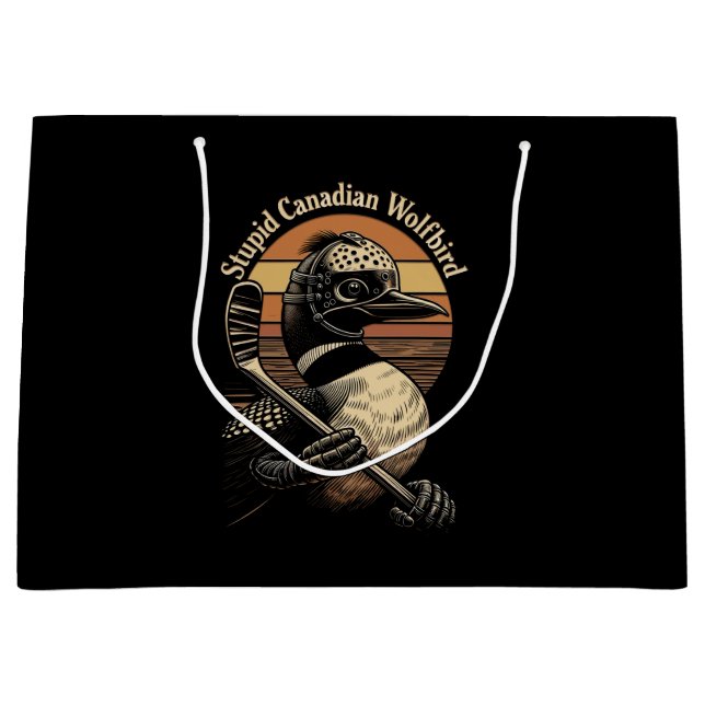 Stupid Canadian Wolf Bird Large Gift Bag (Front)