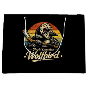 Stupid Canadian Wolf Bird Large Gift Bag