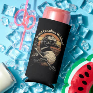 Stupid Canadian Wolf Bird Seltzer Can Cooler