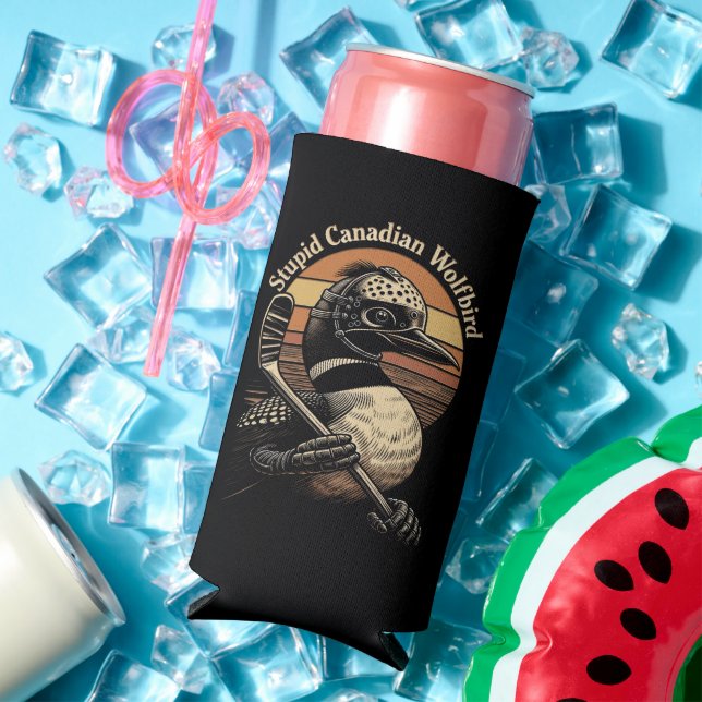 Stupid Canadian Wolf Bird Seltzer Can Cooler (In Situ Summer)