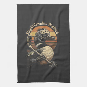 Stupid Canadian Wolf Bird Tea Towel