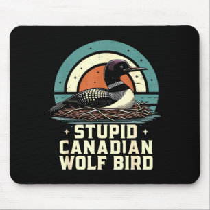 Stupid canadian wolf bird vintage heated hookey mouse mat