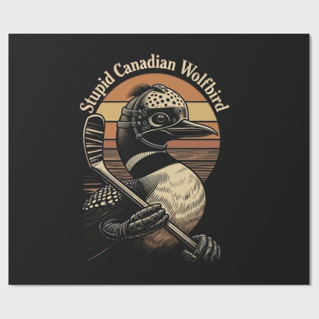 Stupid Canadian Wolf Bird Wrapping Paper (Flat)