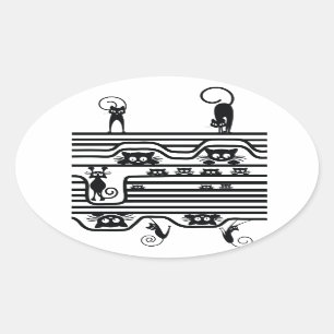 stupid cats line oval sticker