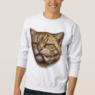 Stupid Cool Funny Cat Meme Smoking Cat cigarette  Sweatshirt