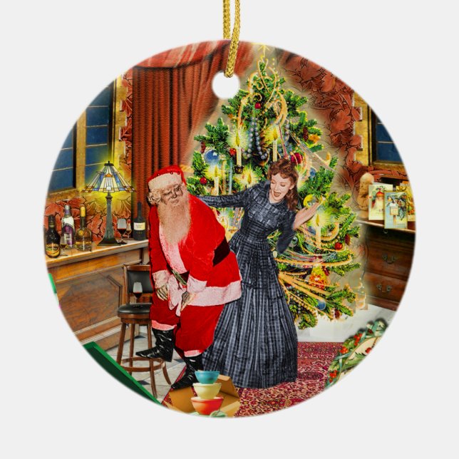 Stupid Santa! I prefer jewellery :/ Ceramic Tree Decoration (Front)