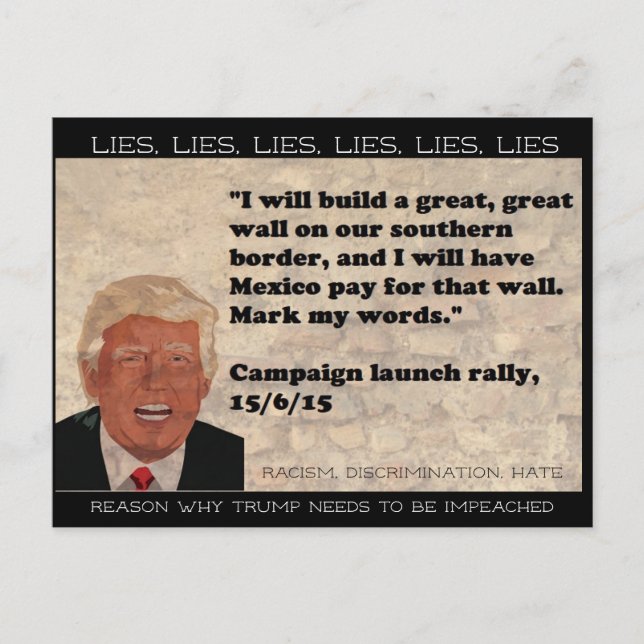 Stupid Things Trump has said Postcard Souvenir (Front)