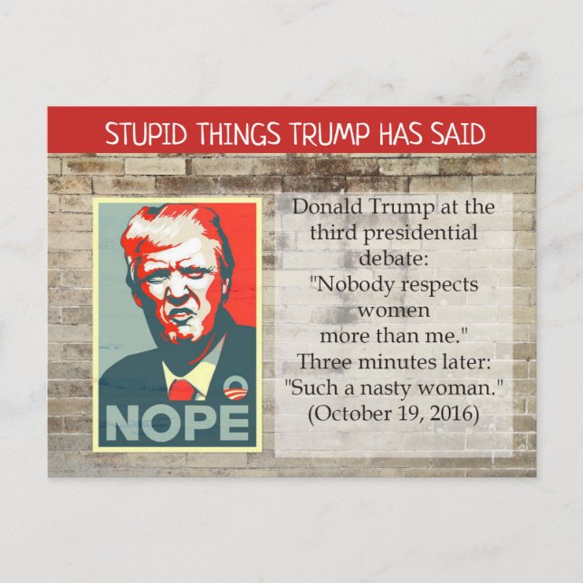 Stupid Things Trump has said Postcard Souvenir (Front)