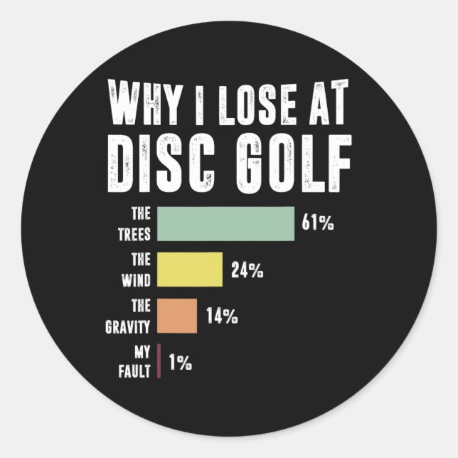 Stupid Tree Disc Golf Fun Player Frisbee Why I Los Classic Round Sticker (Front)