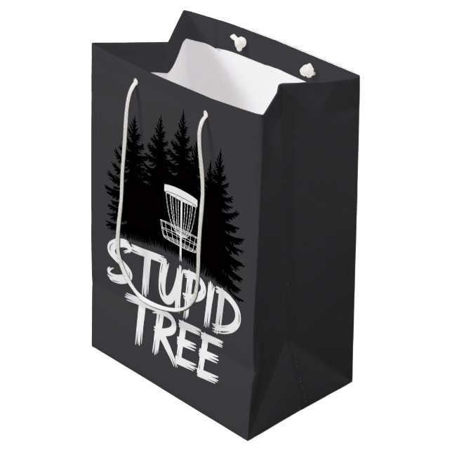 Stupid Tree Disc Golf Funny Frisbee Golf Golfer Medium Gift Bag (Front Angled)