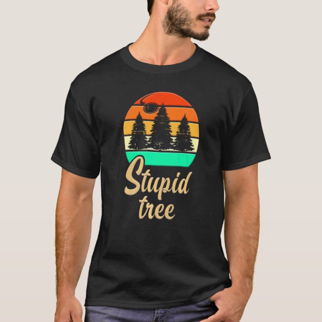 Stupid Tree  Frisbee Disc Golf Retro T-Shirt (Front)