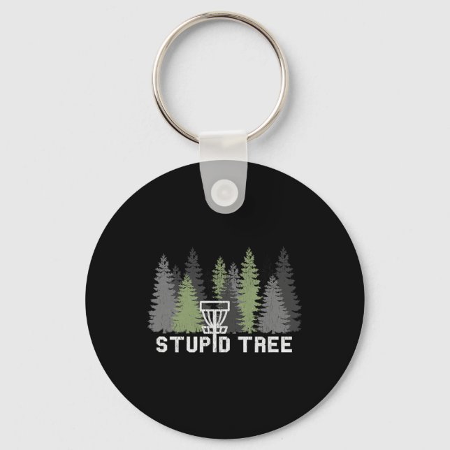 Stupid Tree Funny Disc Golf Frolf  Key Ring (Front)