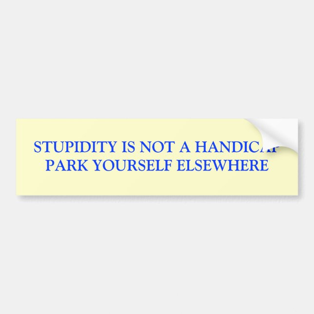 STUPIDITY IS NOT A HANDICAPPARK YOURSELF ELSEWHERE BUMPER STICKER (Front)