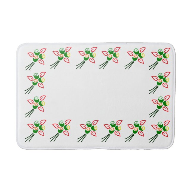Sturdy Bath Mat with Colourful Flowers (Front)