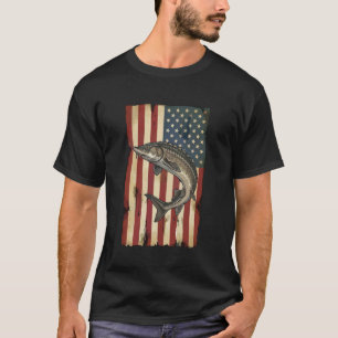 Sturgeon American Flag Patriotic Fishing USA Angle T-Shirt