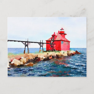 Sturgeon Bay, Wisconsin Pierhead Lighthouse Postcard