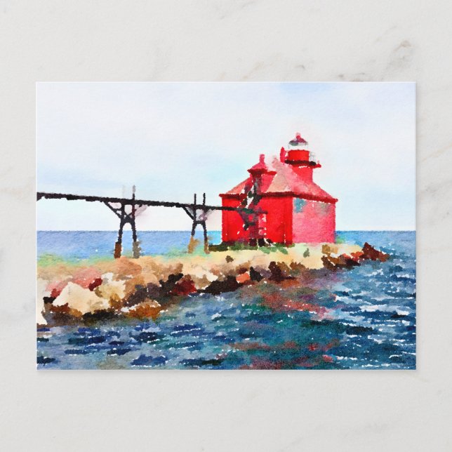 Sturgeon Bay, Wisconsin Pierhead Lighthouse Postcard (Front)