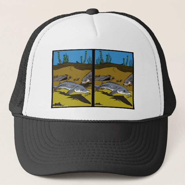 STURGEON COLORING PAGE SPOT DIF - trucker hat (Front)