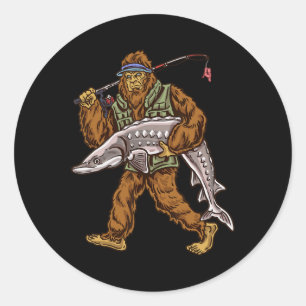 Sturgeon Fishing Bigfoot Fishermen Classic Round Sticker
