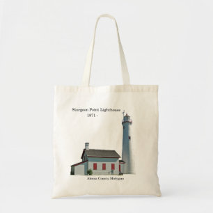 Sturgeon Point Lighthouse cut out tote bag