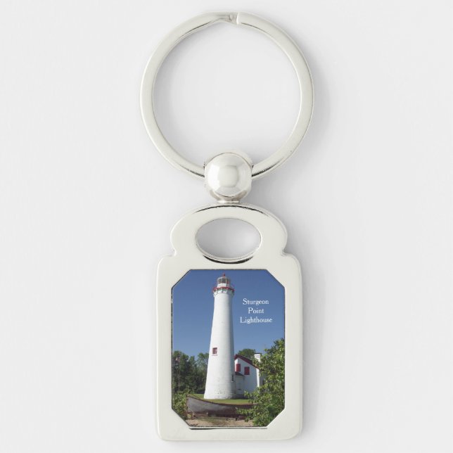 Sturgeon Point Lighthouse metal key chain (Front)