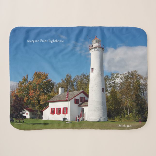 Sturgeon Point Lighthouse Sherpa Blanket (Front (Horizontal))
