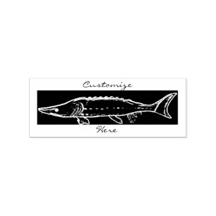 sturgeon swimming rubber stamp