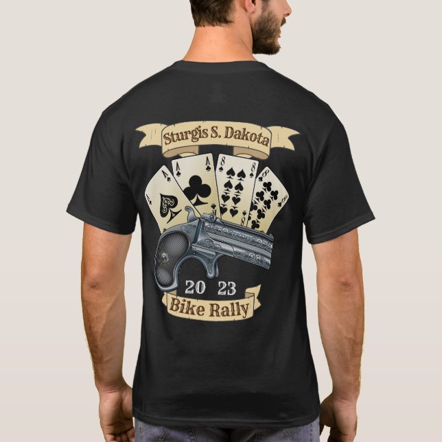 Sturgis Bike Rally 2023 Aces And Gun T-Shirt (Back)