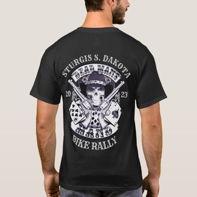Sturgis Bike Rally 2023 Dead Mans Hand Cowboy T-Shirt (Back)
